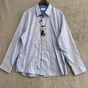 NEW Duchamp London Men's 18.5" XXL Blue Long Sleeve Dress Shirt Slim Fit Stretch